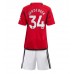 Günstige Manchester United Donny van de Beek #34 Babykleidung Heim Fussballtrikot Kinder 2023-24 Kurzarm (+ kurze hosen)